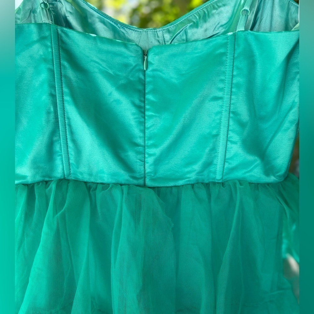 Rule the Runway Teal Green Tulle Bustier Tiered Maxi Dress - Picture 6 of 11
